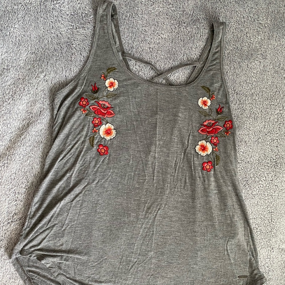 Grey floral tank top